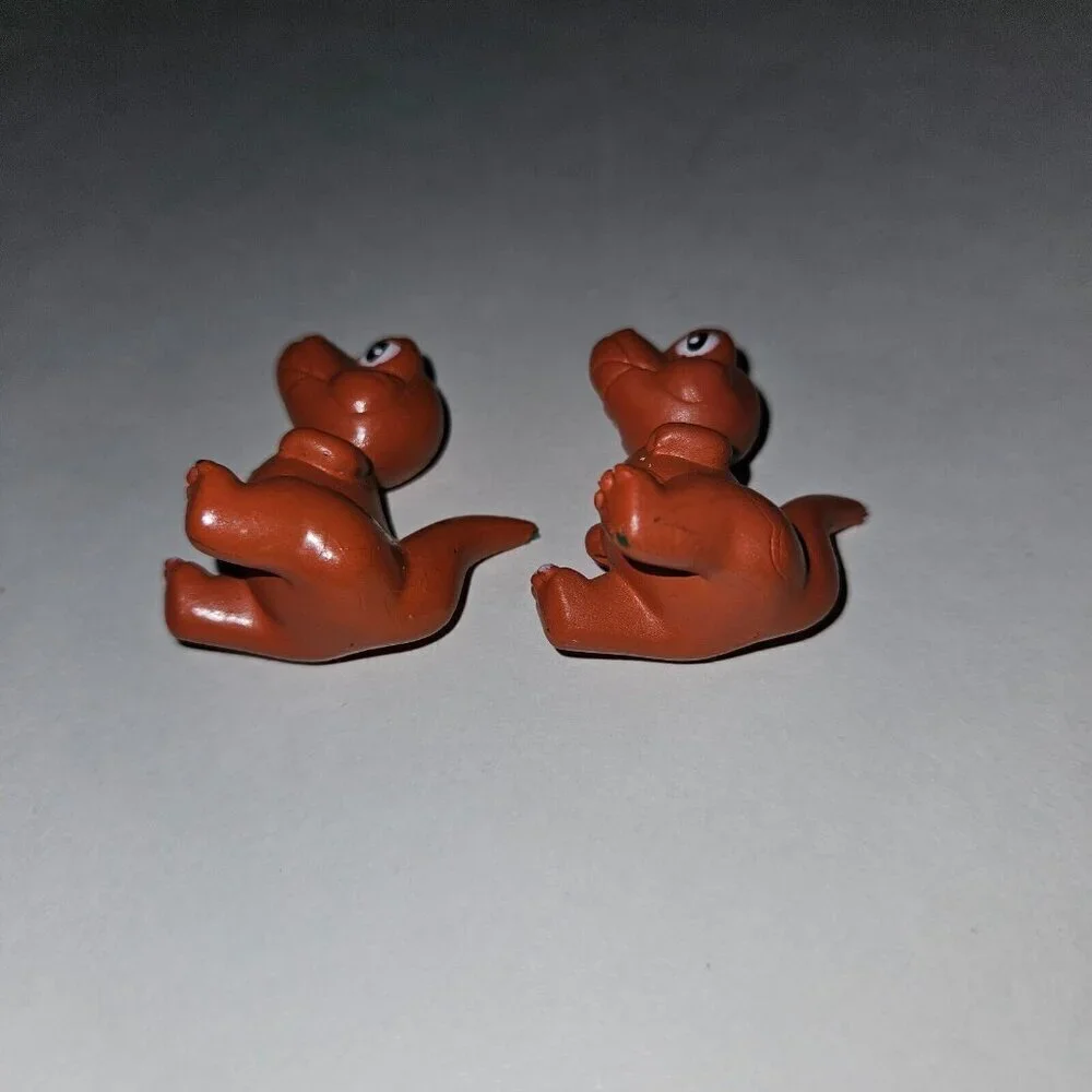 2 Dinosaur Figures Lot Baby T-Rex? Duplicates Cake Topper Toys SMALL 1.5
